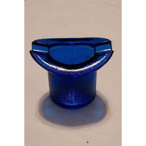 Vintage Top Hat Colbalt Blue Glass 2 Slot Ashtray